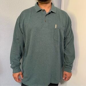 Chaps Ralph Lauren Men Green Long Sleeve Shirt 100% Cotton Size 2X